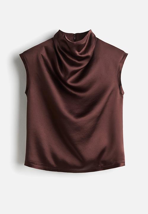H&M - Cowl-neck satin top - burgundy