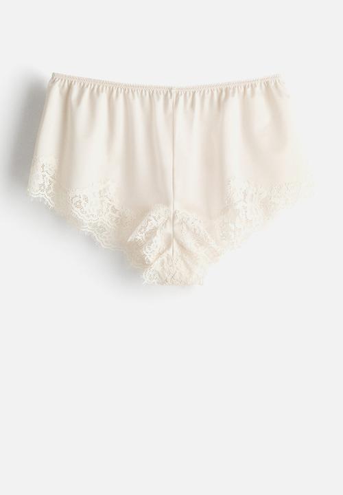 H&M - Microfibre and lace shortie briefs - white