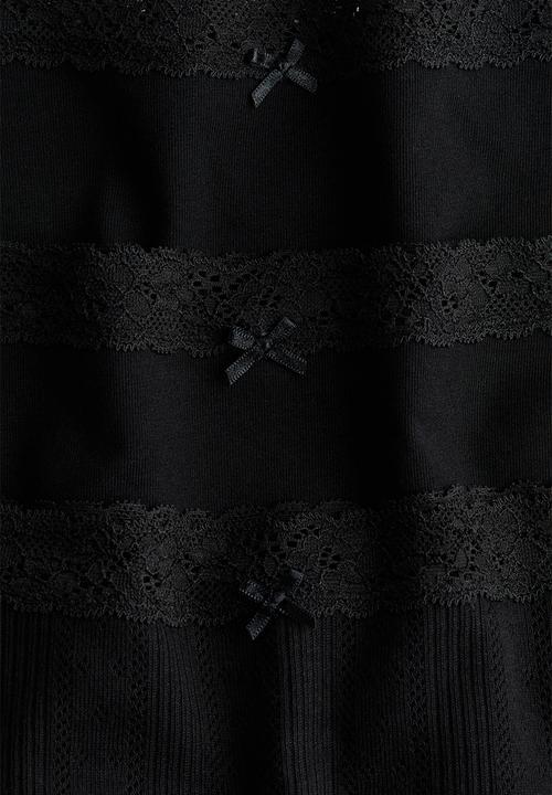 H&M - 3-pack lace-trimmed hipster briefs - black