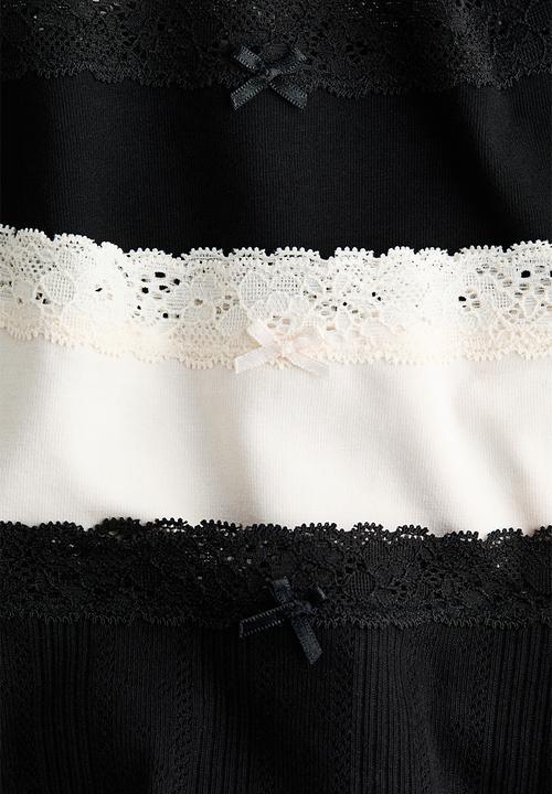 H&M - 3-pack lace-trimmed Brazilian briefs - black