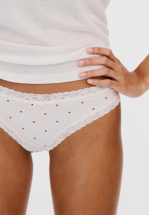 H&M - 3-pack lace-trimmed Brazilian briefs - white