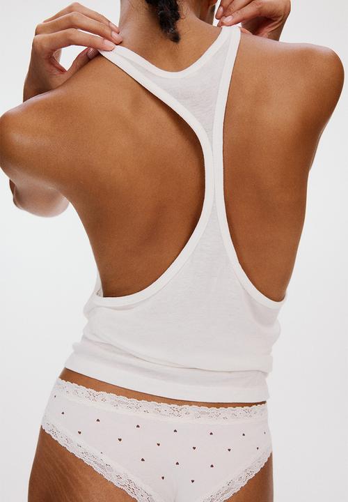 H&M - 3-pack lace-trimmed Brazilian briefs - white