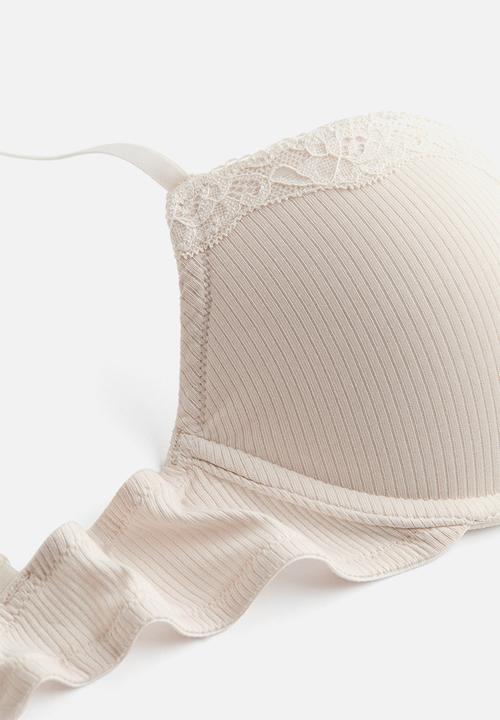 H&M - Ribbed jersey push-up bra - cream 