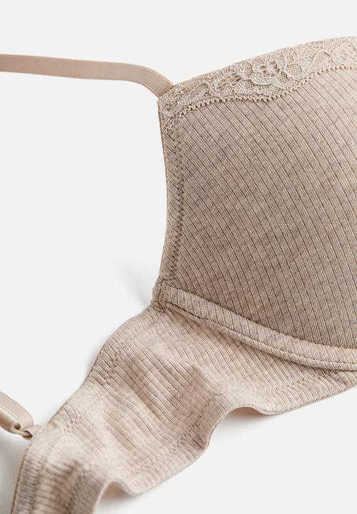 H&M - Ribbed jersey push-up bra - beige