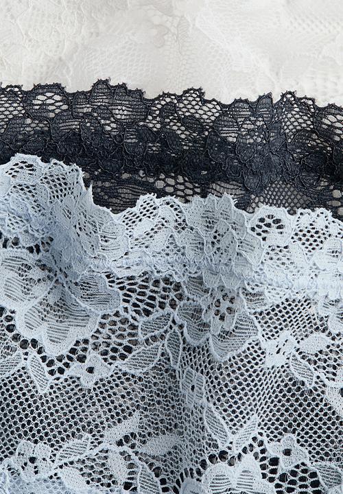H&M - 3-pack lace brazilian briefs - blue,white