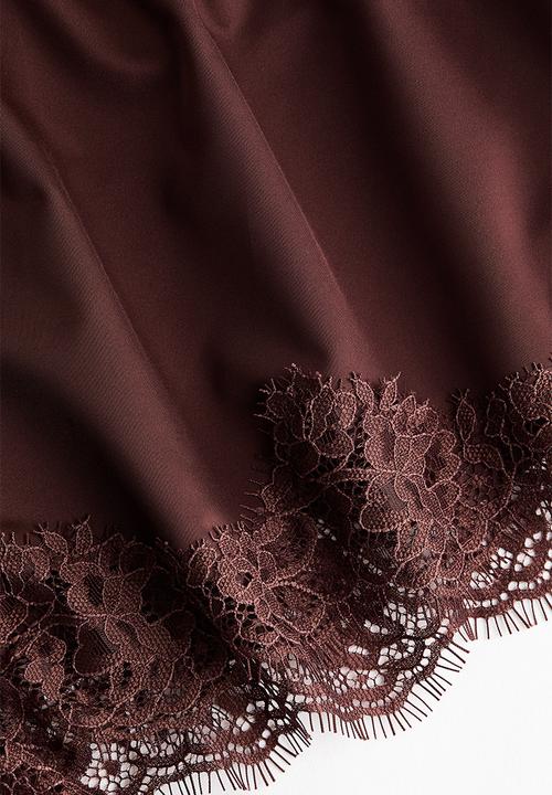 H&M - Microfibre and lace shortie briefs - brown