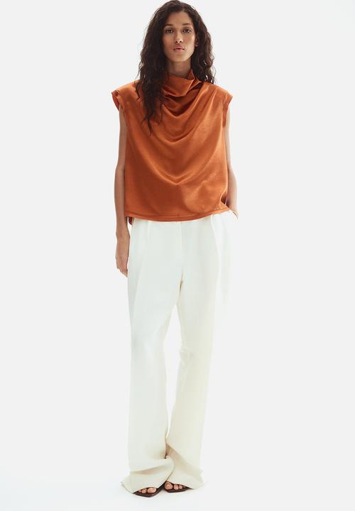 H&M - Cowl-neck satin top - orange