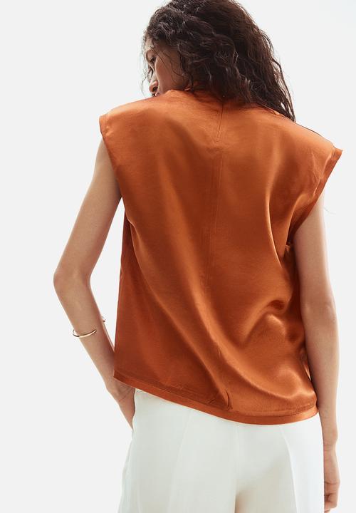 H&M - Cowl-neck satin top - orange