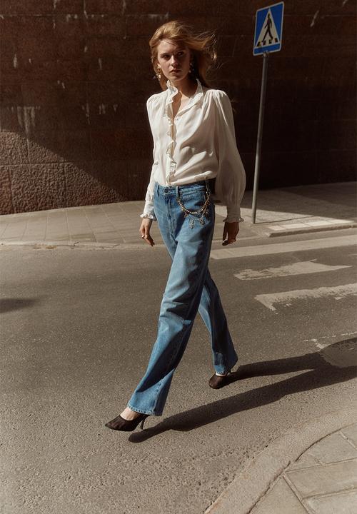 H&M - Oversized frill-trimmed blouse - white