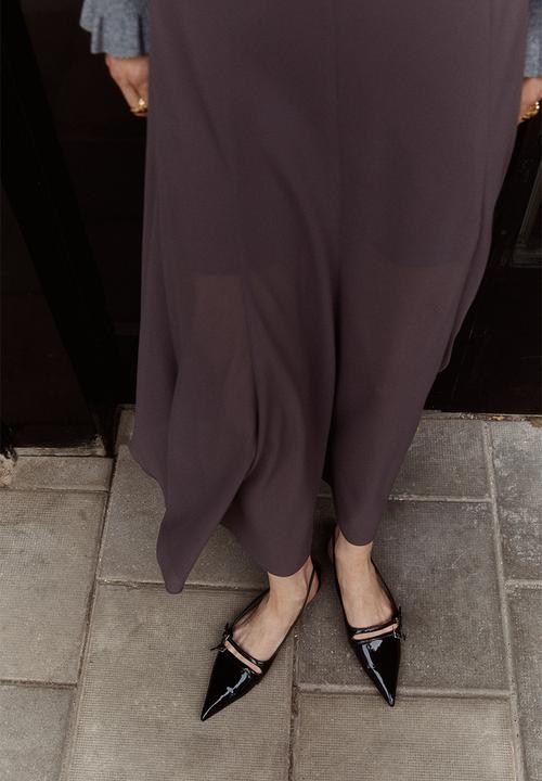 H&M - Flared maxi skirt - dark dusty purple 