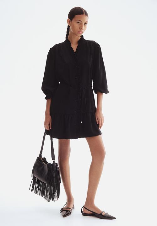 H&M - Frill-trimmed shirt dress - black