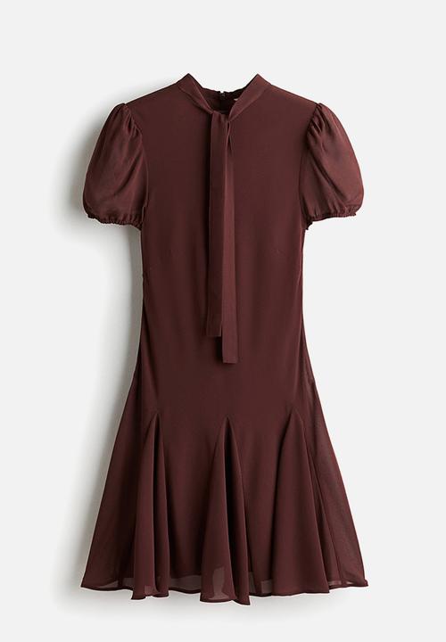 H&M - Tie-neck dress - burgundy 