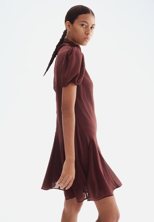 H&M - Tie-neck dress - burgundy 