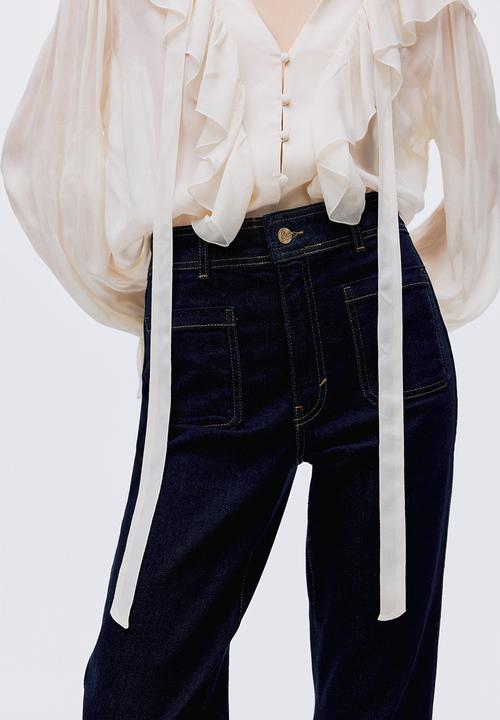 H&M - Flared high jeans -  dark denim blue