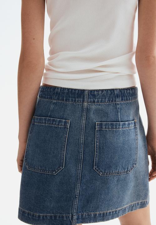 H&M - Denim lace-up mini skirt - denim blue