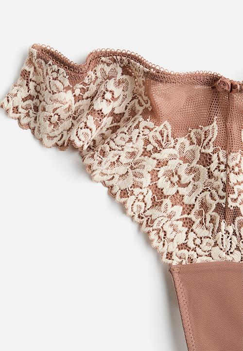 H&M - 2-Pack lace brazilian briefs - light brown