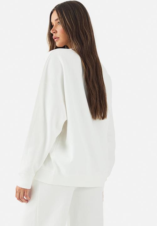 boohoo - Dsgn studio embroidered oversized sweatshirt - ecru