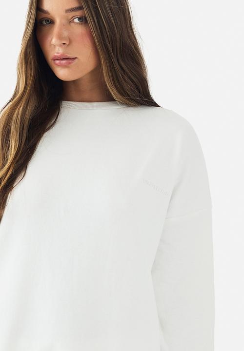 boohoo - Dsgn studio embroidered oversized sweatshirt - ecru