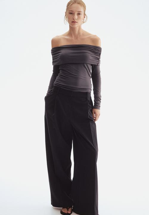 H&M - Off-the-shoulder top - dark grey
