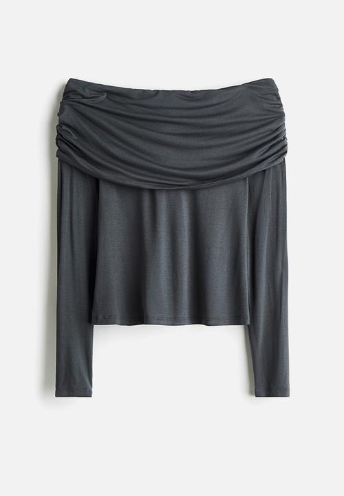 H&M - Off-the-shoulder top - dark grey