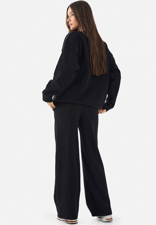 boohoo - Dsgn studio embroidered straight leg jogger - black