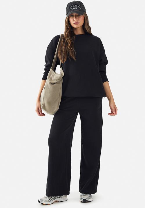 boohoo - Dsgn studio embroidered straight leg jogger - black
