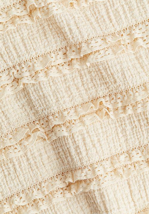 H&M - Frill-trimmed button-front top - light beige