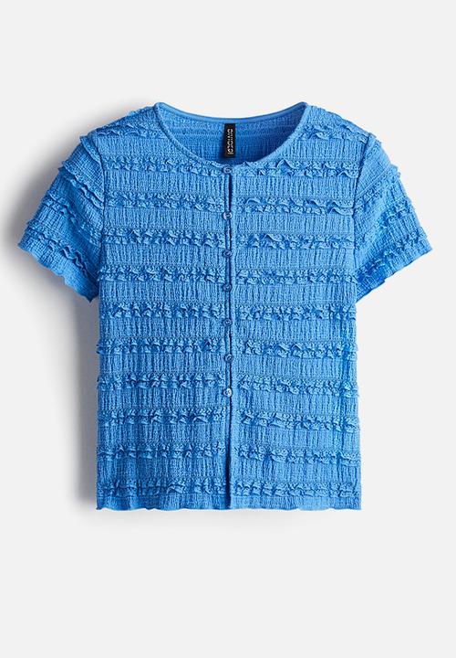 H&M - Frill-trimmed button-front top - blue