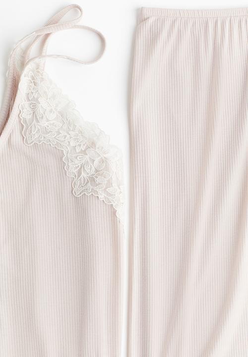 H&M - Ribbed pyjamas - light pink