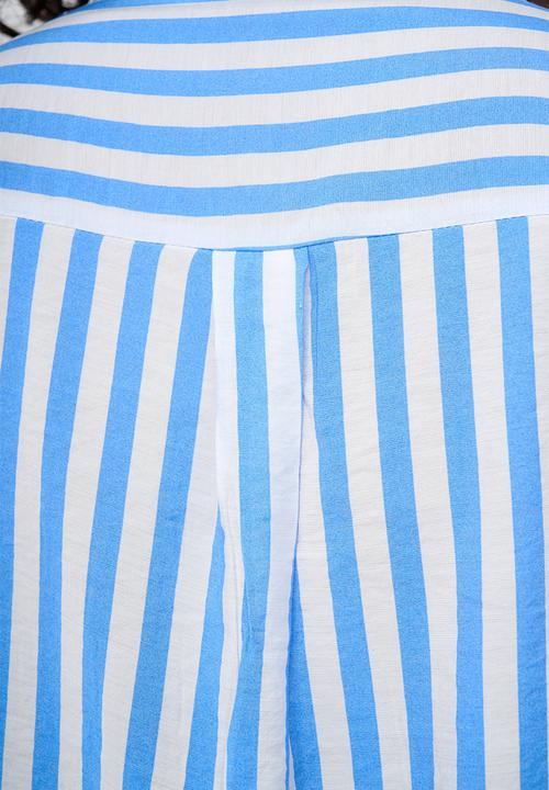 Me&B - Beaded Shirt in Blue Stripe - Blue