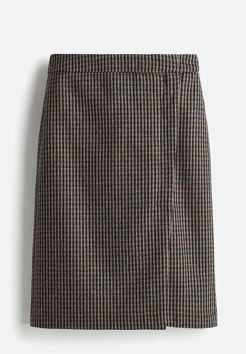 H&M - Twill skirt - dark brown/checked