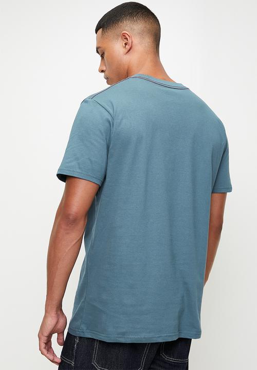 RVCA - Big Rvca Ss Red Stitch - Duck Blue - Grey Logo
