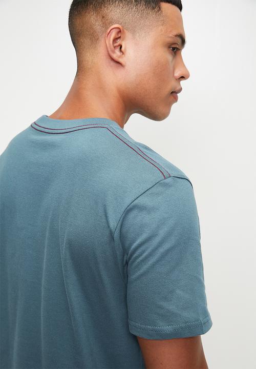 RVCA - Big Rvca Ss Red Stitch - Duck Blue - Grey Logo