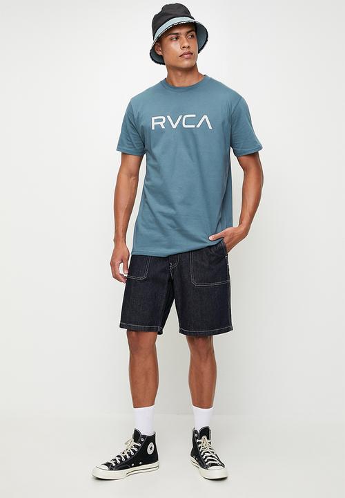 RVCA - Big Rvca Ss Red Stitch - Duck Blue - Grey Logo
