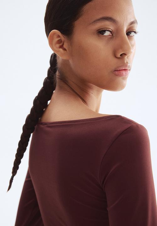 H&M - Boat-neck top -  burgundy