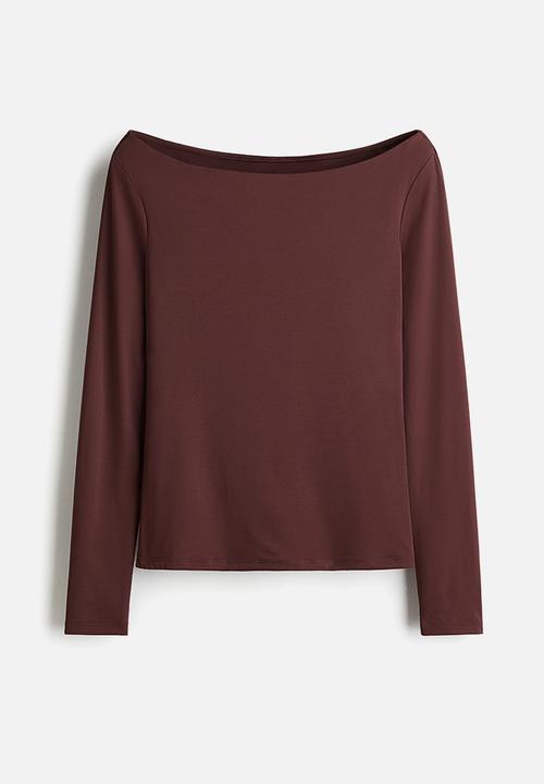 H&M - Boat-neck top -  burgundy