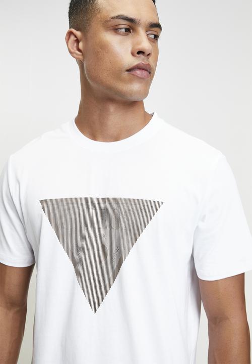 GUESS - Cn Ss Triangle Logo Tee - Pure White
