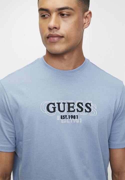GUESS - Cn Ss Small Logo Tee - Parisian Roof Blue