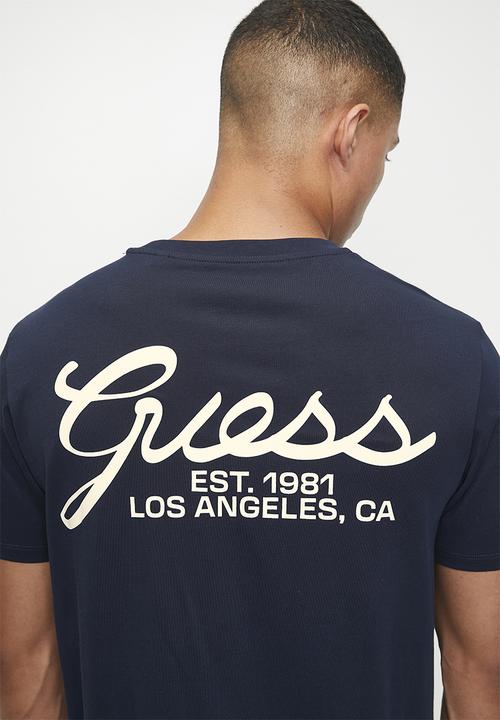 GUESS - Ss Bsc Script Logo Tee - Smart Blue Multi