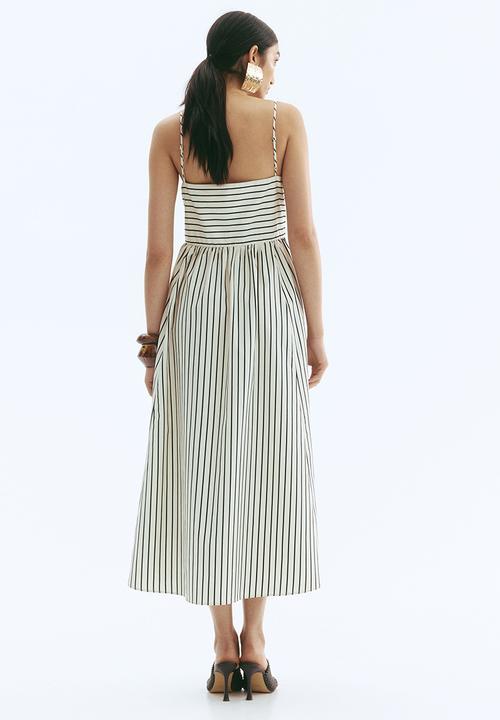 H&M - Cotton strappy dress - cream/striped 