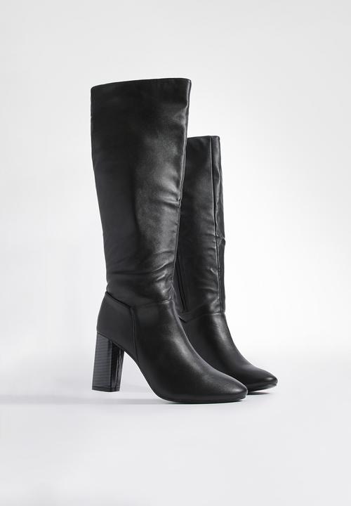 boohoo - Block heel knee high boots - black