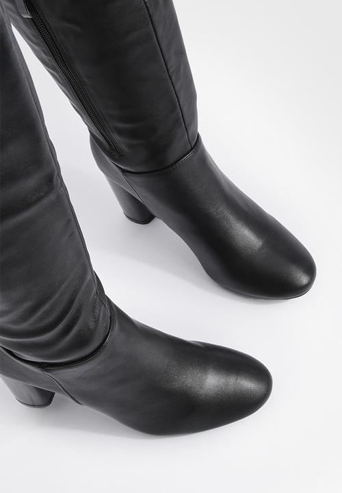boohoo - Block heel knee high boots - black