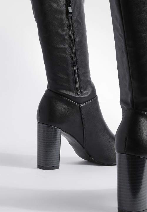 boohoo - Block heel knee high boots - black
