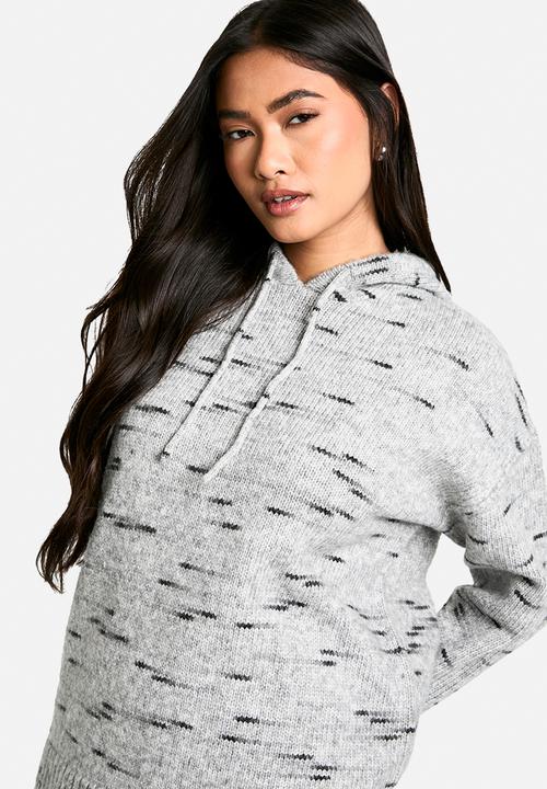 boohoo - Soft knit marl oversized knitted hoody - grey