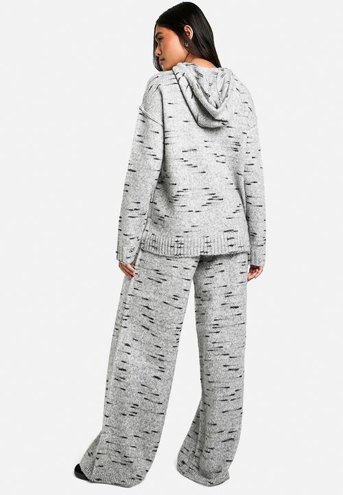 boohoo - Soft knit marl oversized knitted hoody - grey