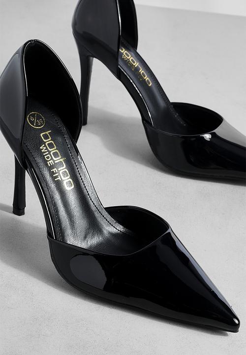 boohoo - Wide Fit Patent Cut Out Court Shoe