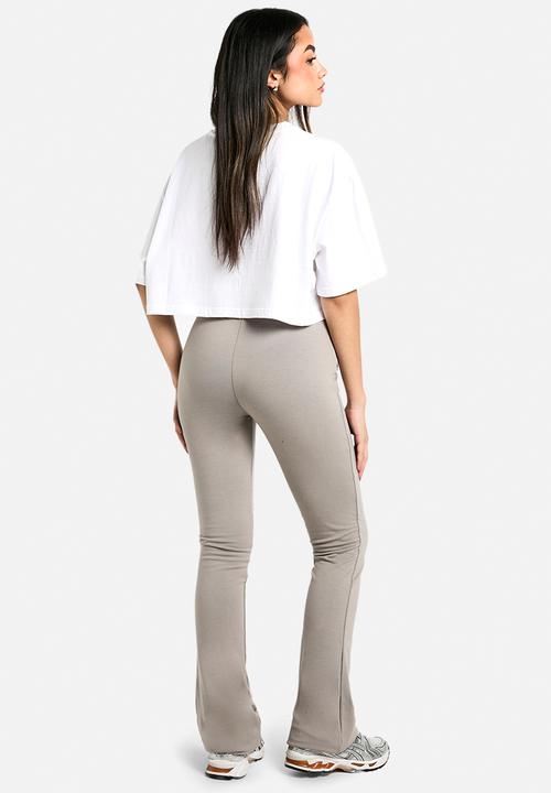 boohoo - Double layer modal jersey twist flare trouser - mushroom