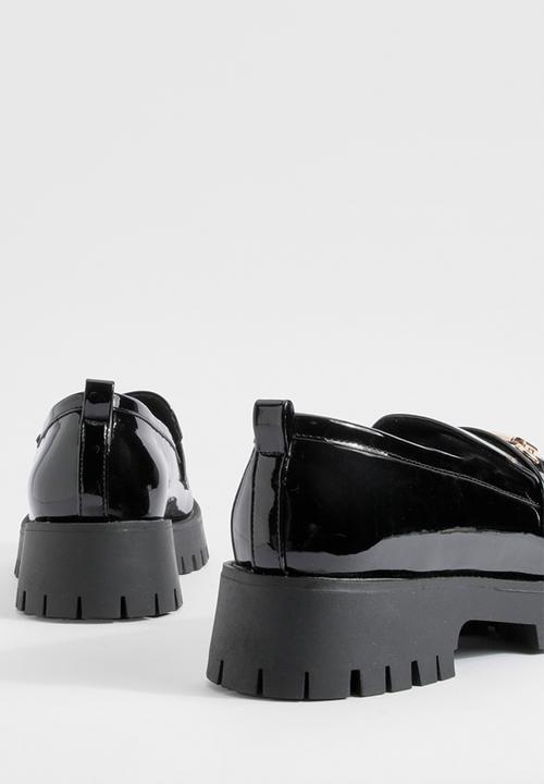 boohoo - Wide Fit Patent Chunky T Bar Loafers