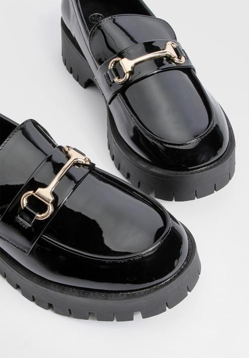 boohoo - Wide Fit Patent Chunky T Bar Loafers
