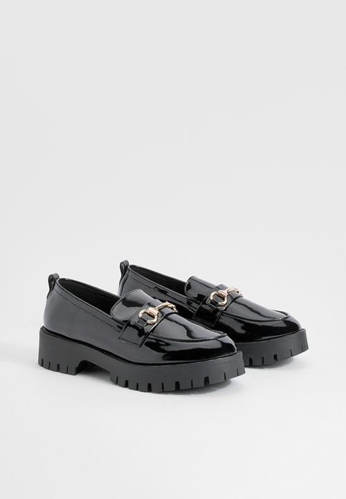boohoo - Wide Fit Patent Chunky T Bar Loafers